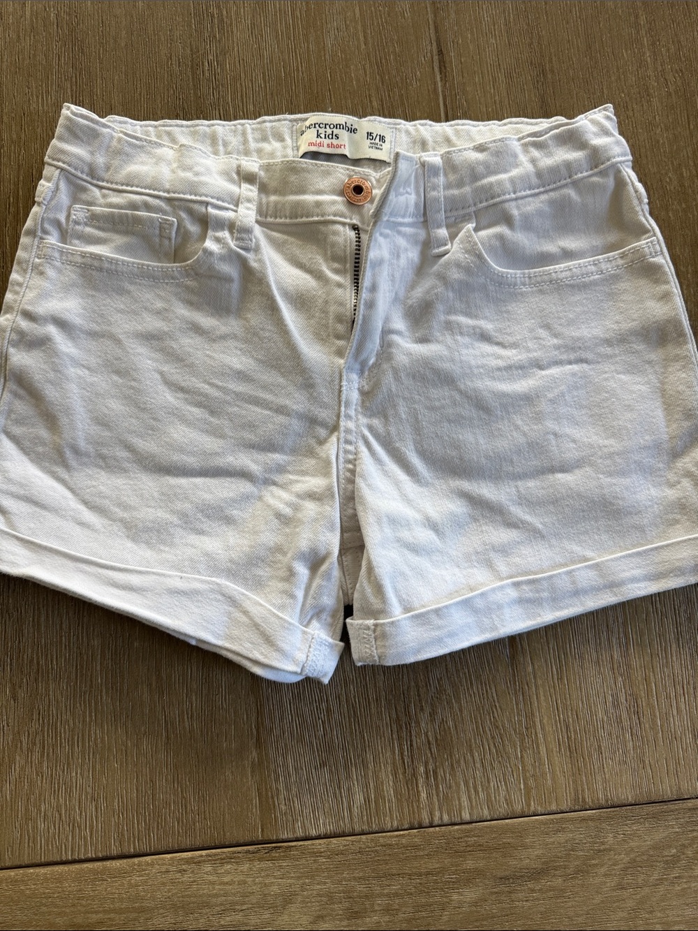 abercrombie kids White Cotton Jean Shorts